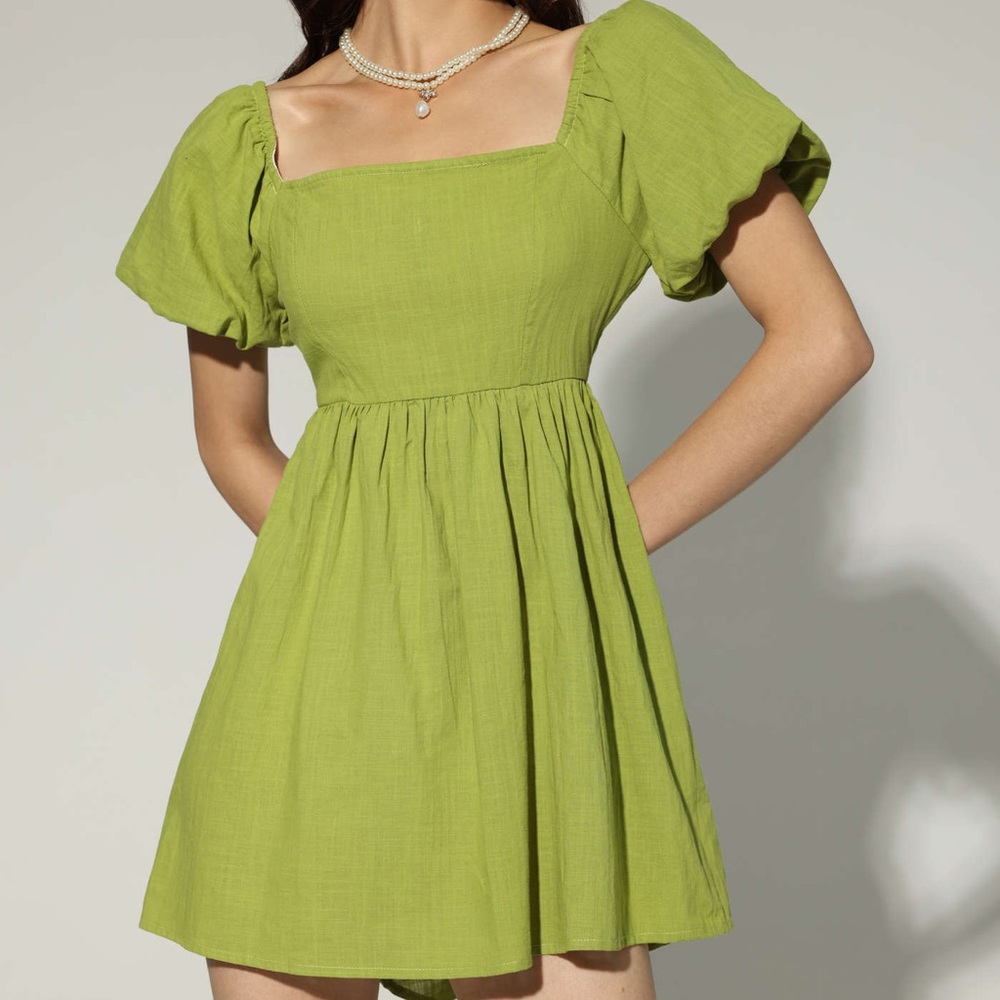 NEW Cider Solid Square Neck Mini Dress Brat
